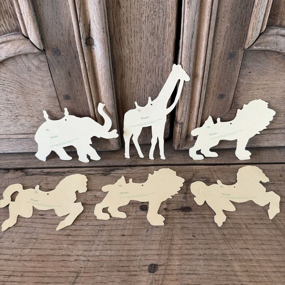 Vintage Merrimack Die Cut Gift Tags Circus Animals Horse Lion Child Birthday 80s - Picture 6 of 8